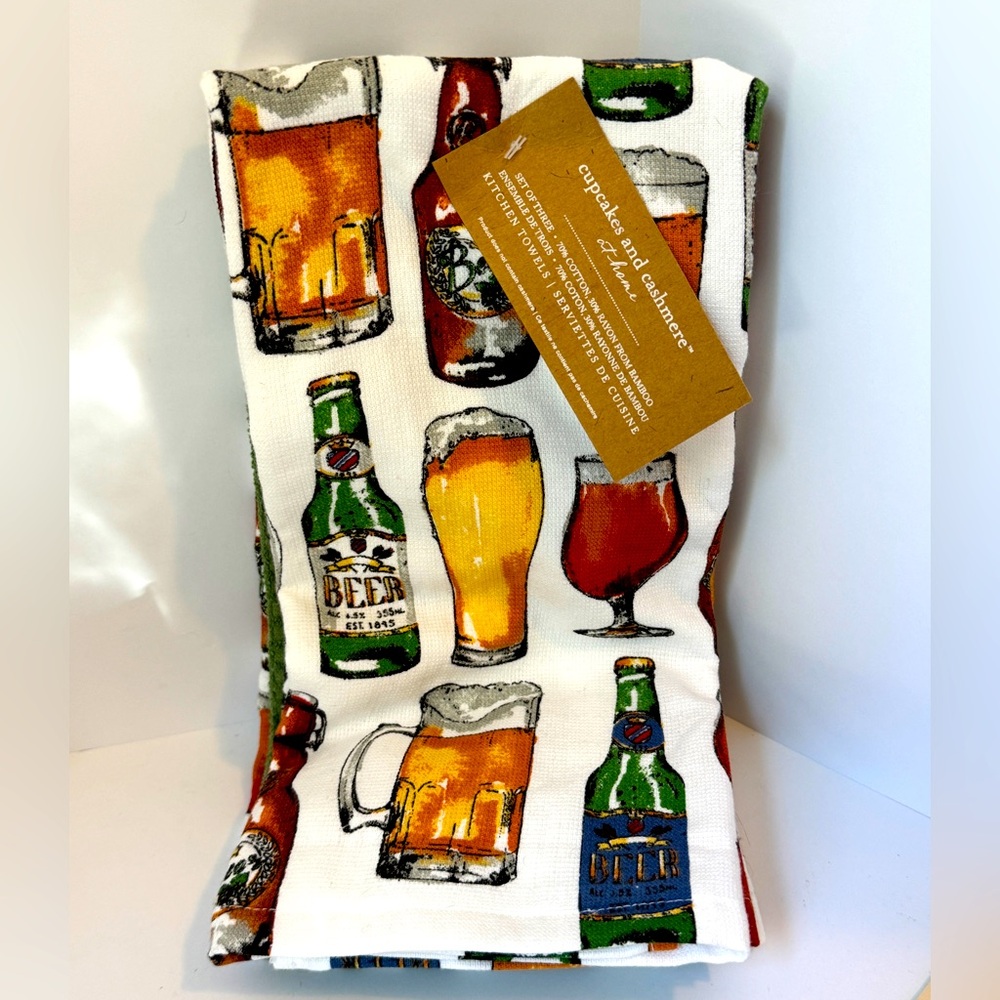 🍻Beer Print 3 Piece Bar/Kitchen Towel Set - Cupcakes & Cashmere